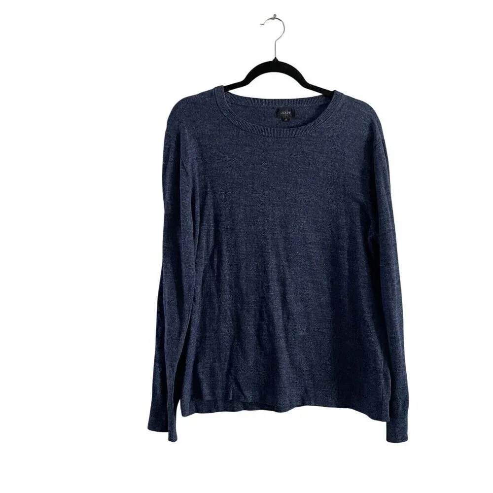 J.Crew Men M Blue Long Sleeve Lightweight Cotton Crewneck Pullover Sweater